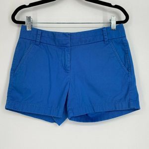 J. Crew Classic Fit Casual Chino Shorts Women's Size 0 Mid Rise Cotton Blue